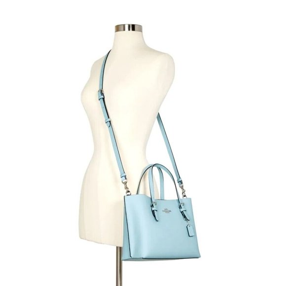 Coach Leather Mollie Tote 25 C4084 💙 Sky Blue SVSW7 NWOT $328 - Picture 3 of 8